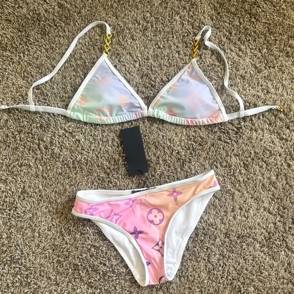 Other - Colorful Bikini Set with Gold Accents NWT